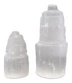 Wish Well 2 Piece Selenite Tower – 4” and 2.5” Selenite Crystal Tower – Mined and Crafted in Morocco – Ideal for Cleansing and Recharging Crystals and Healing Stones