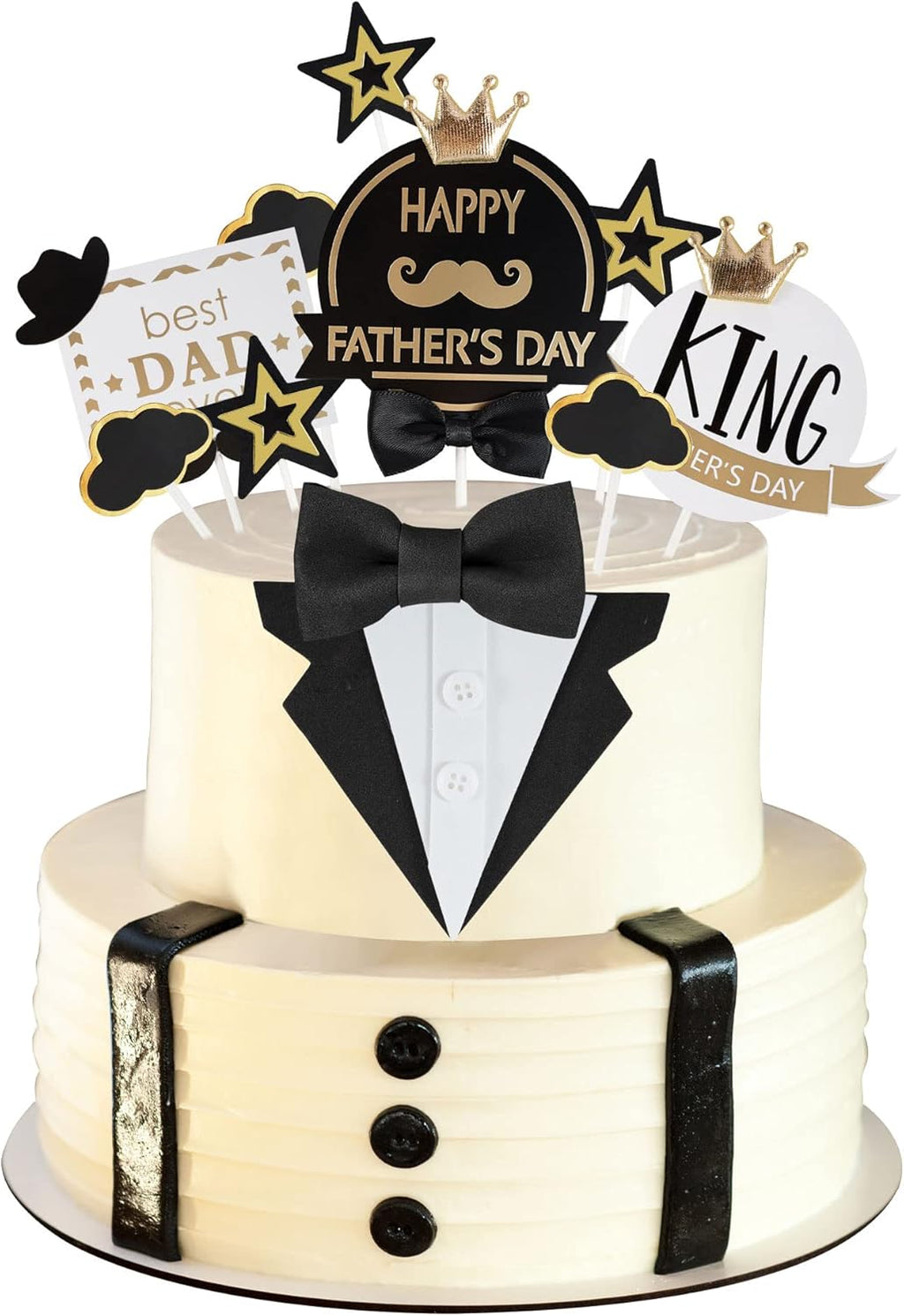 Gyufise 13Pcs Happy Father's Day Cake Toppers Dad Happy Birthday Cake Topper Decorations for Fathers Day Birthday Party Decorations Supplies