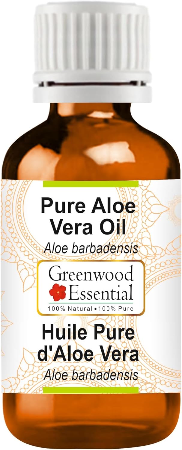 Greenwood Essential Aloe Vera Oil (Aloe barbadensis) | Infused | Pure | Non-Sticky | Lightweight | Hydrating Texture | For Skin & Hair | Men & Women | 50ml (1.69 oz)