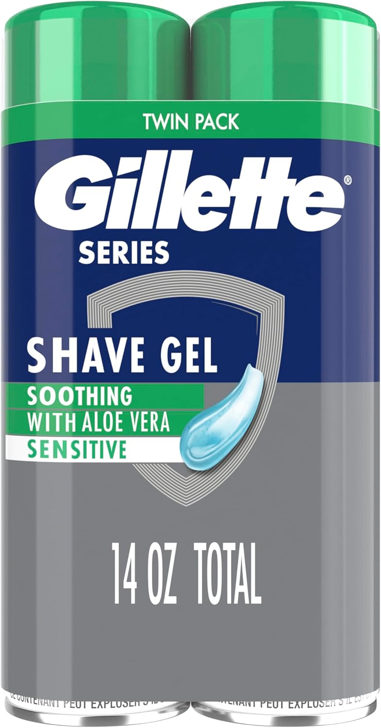 Gillette Series 3X Action Shave Gel, Sensitive Twin Pack, 7 Oz (Pack of 2)