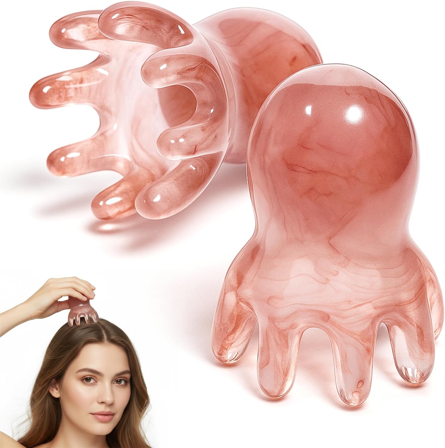 2 Pcs Octopus Head Massage Comb, Manual Scalp Massage Tool for Head and Body Relaxation Portable Acupressure Massager for Home Office