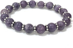 AAA Natural LEPIDOLITE Gemstone 8mm Round Beaded Stretchable Elastic Bracelet With Chakra ,Charm Bracelet ,Handmade Designer Bracelet ,Bye Bye Anxiety Bracelet ,Friendship ,Couple