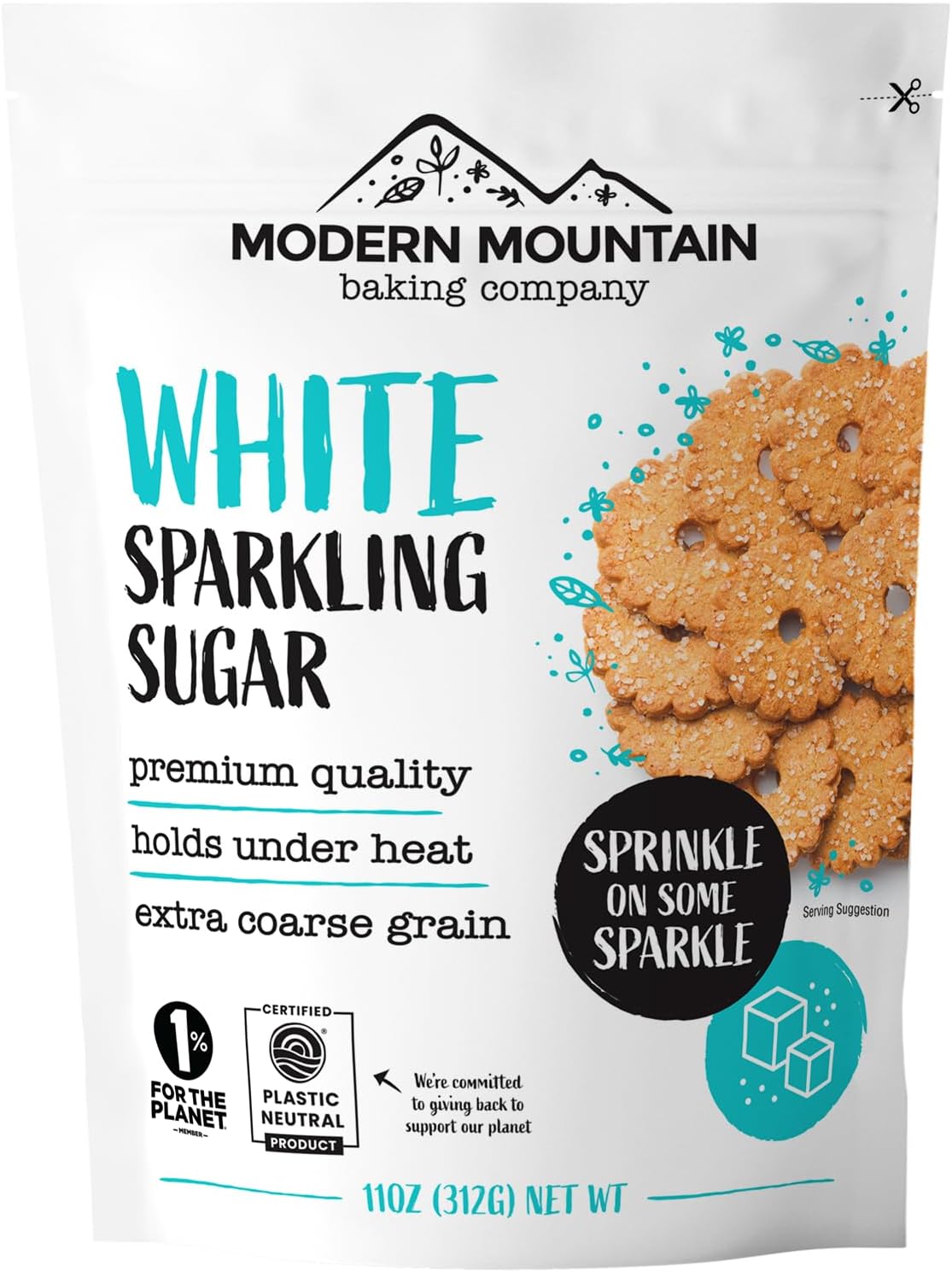 Sparkling Sugar (11oz) White Sparkling Sugar Crystals for Baking, Sanding Sugar, Extra Coarse Grain, Bright White, Maximize Sparkle, Holds Under Heat, Adds a Sweet Crunch, Non-GMO Sourced, Tested and Verified Gluten Free, Premium Quality