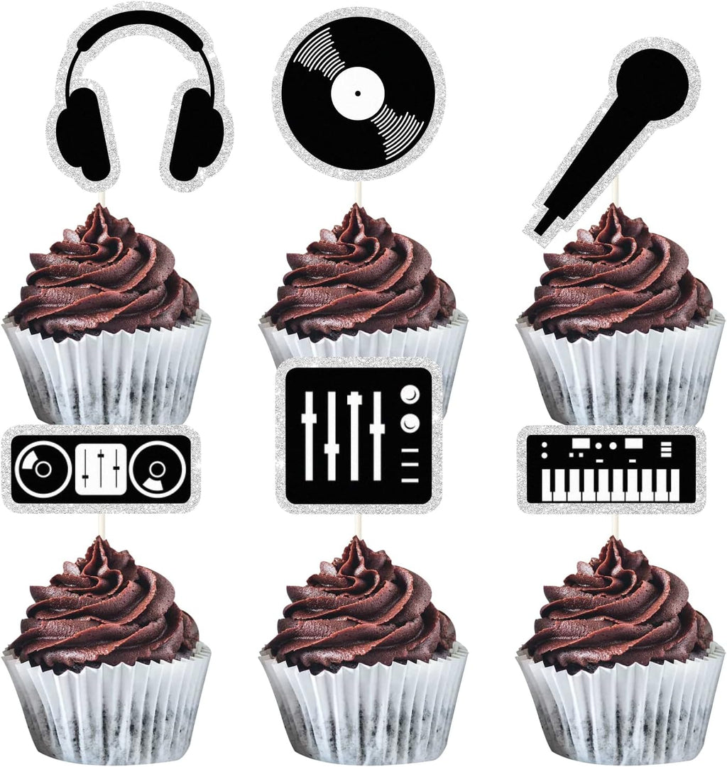 8Pcs DJ Cupcake Toppers - Music Theme Cupcake Decorations - Happy Birthday Cake Picks - Musical Social Media Hip Hop Birthday Party Decorations..