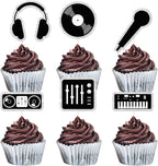 8Pcs DJ Cupcake Toppers - Music Theme Cupcake Decorations - Happy Birthday Cake Picks - Musical Social Media Hip Hop Birthday Party Decorations..