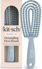 Kitsch Hair Brush Detangler – Flexi Flow Hair Brush for Women, Men & Kids | Detangling Brushes for Curly Hair with Bendable Frame, Bounce Curl Defining Brush for Wet or Dry Strands - Haze Blue
