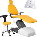 5Pcs Set Dental Chair Covers Thickened PU Leather Non Slip Elastic Waterproof Protective Full Dental Chair Cover with Dental Chair Foot Seat Cover(Color:F,Size:L)