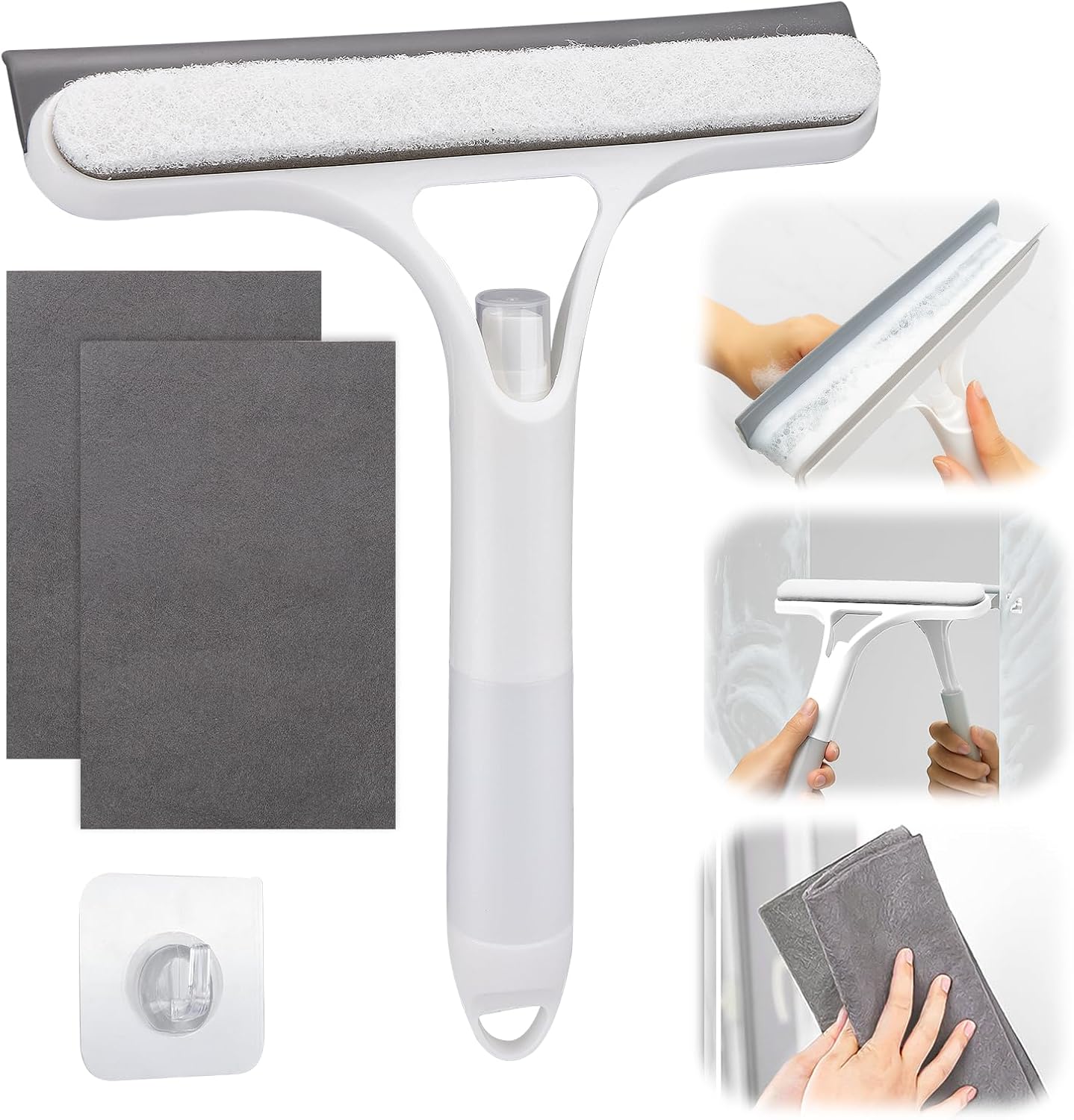 XANGNIER Window Cleaner Tool Kit,2026 3 in 1 Window Cleaning Scraper with Spray,Thickened Magic Cleaning Cloth,Window Scrubber Cleaning Squeegee for Glass,Mirror,Shower Doors,Car Windshields(White)