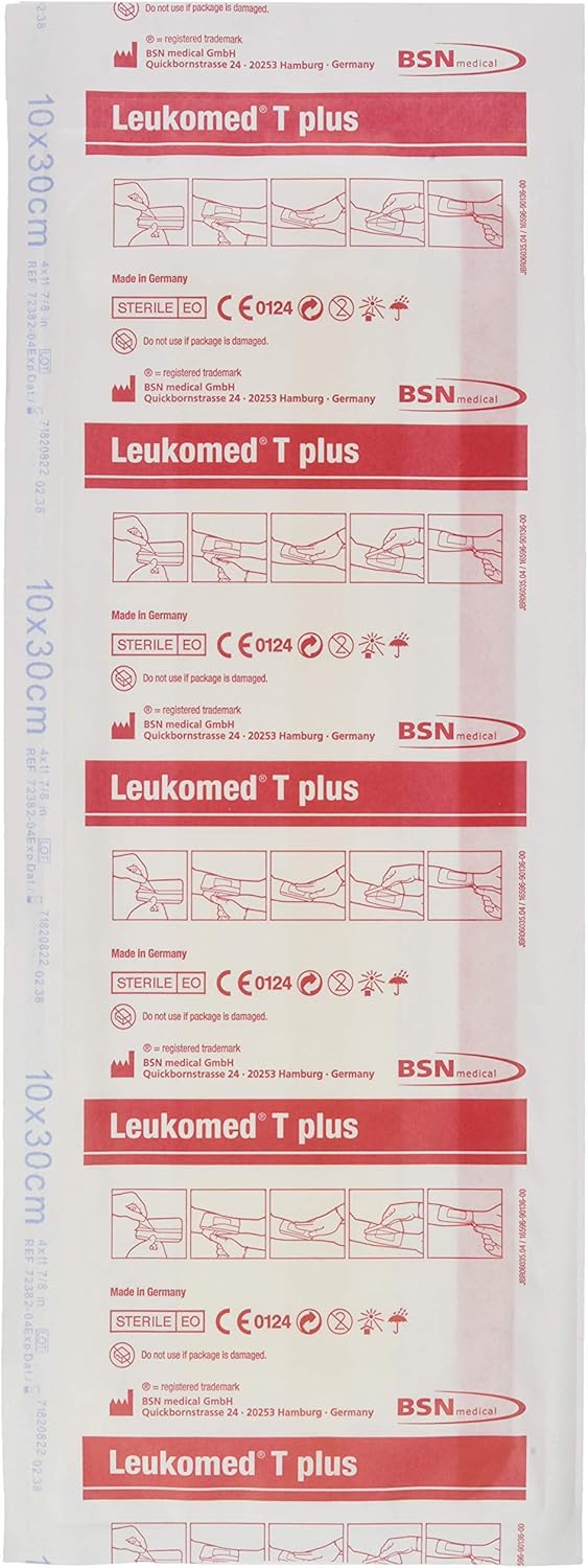 BSN Medical Leukomed T Plus Absorbent Film Wound Dressing, Sterile, 4" x 11.8", Box of 50