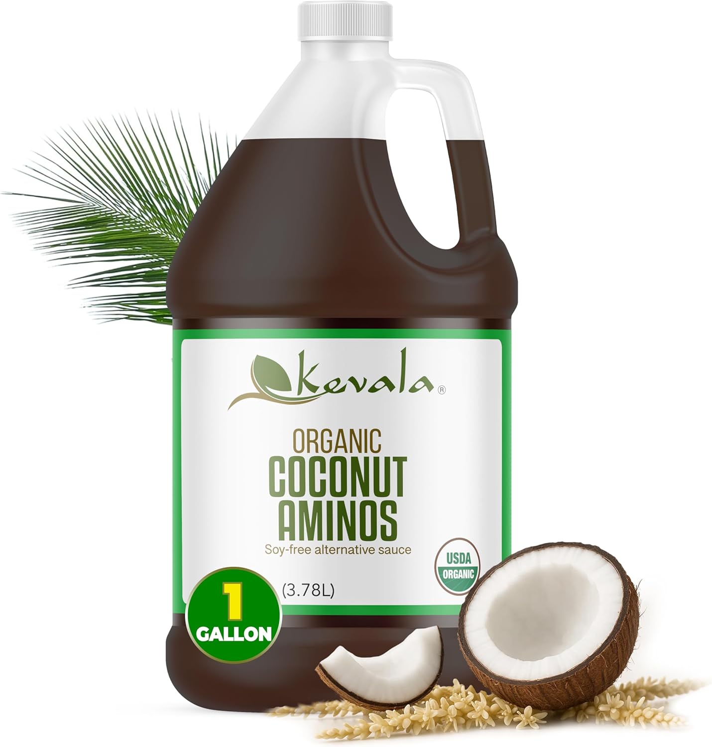 Kevala Organic Coconut Aminos Soy-Free Seasoning from Coconut Nectar & Blossom Sap | Gluten-Free, Kosher, Vegan, USDA Organic, Non-GMO | Soy Sauce Alternative (128 Fl Oz (Pack of 1))
