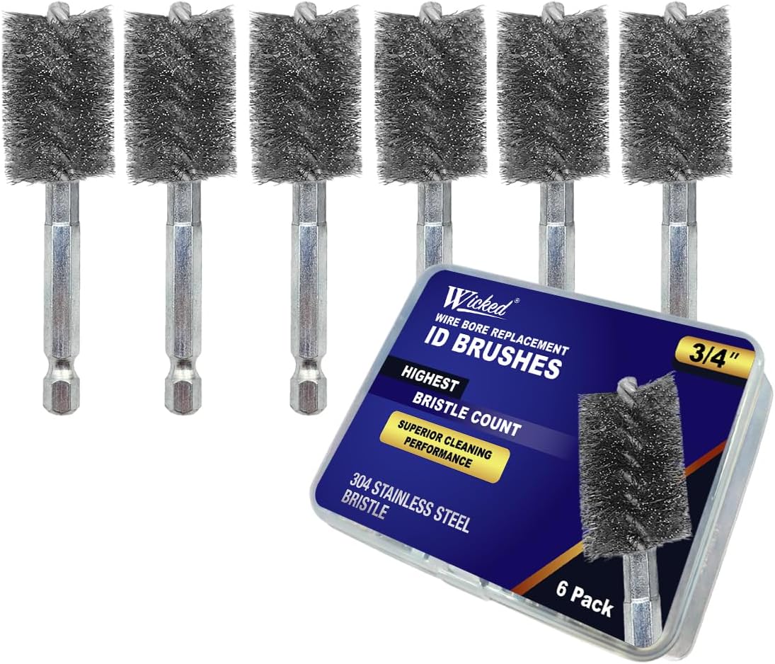 WICKED Professional ID Copper Tube Pipe Cleaner Replacement Brushes (3/4" (6-Pack))