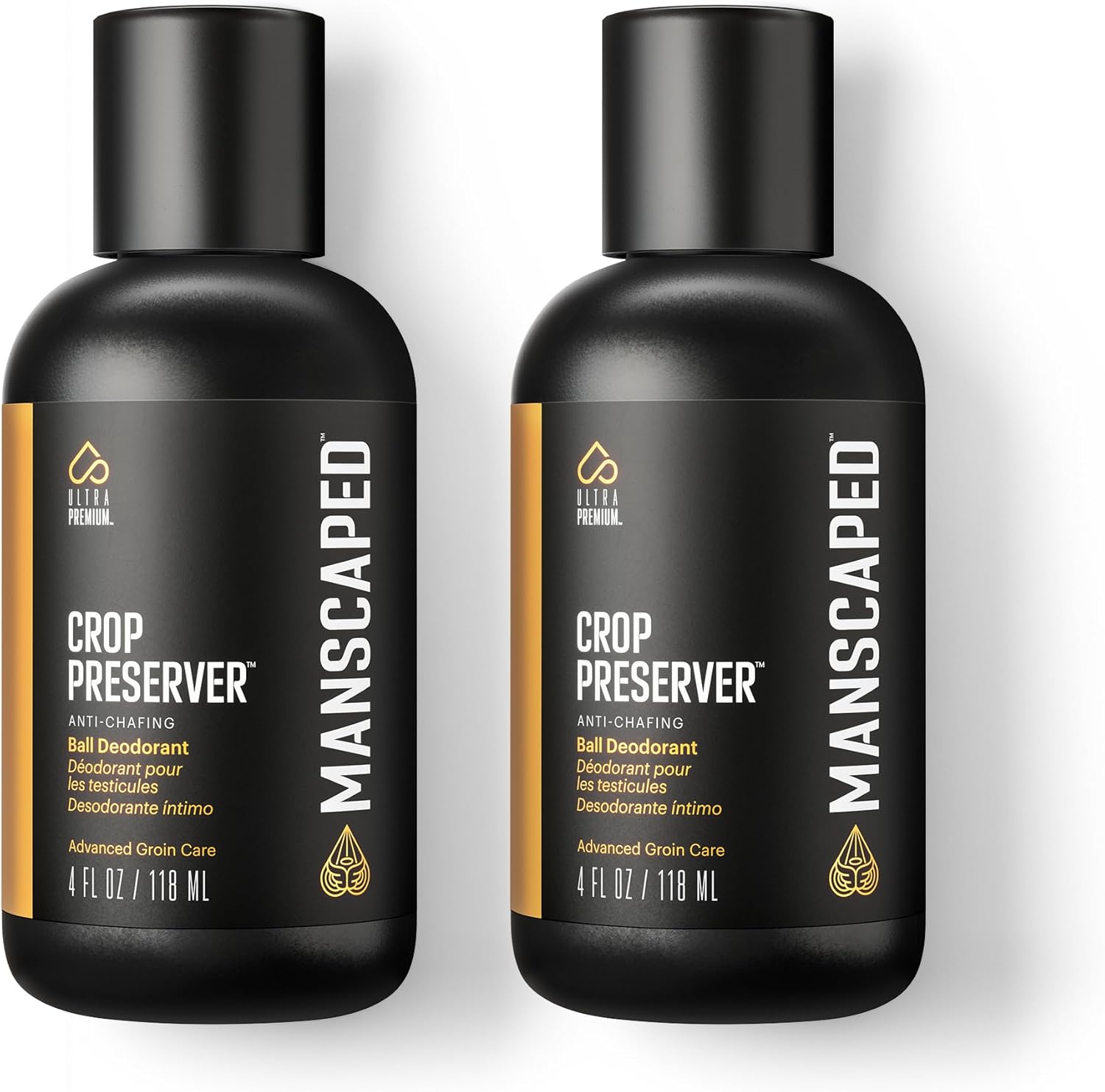MANSCAPED® The Crop Preserver®, Men's Ball Deodorant, Male Care Hygiene Moisturizer, Anti-Chafing Groin Protection with Cooling Aloe Vera, Refined® Scent, 4oz (2-Pack)