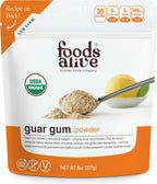 Foods Alive Organic Guar Gum Powder, Plant Based Thickening Agent, Gluten Free Binder, Kosher Gelatin, Vegan, Substitute Xanthan Gum, 8 oz.