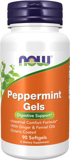 NOW Foods Supplements, Peppermint Gels with Ginger & Fennel Oils, Enteric Coated, Digestive Support*, 90 Softgels