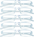 VisionGlobal 5 Pairs Reading Glasses, Blue Light Blocking Glasses, Computer Reading Glasses for Women and Men, Fashion Square Eyewear Frame (Clear,+2.50 Magnification)