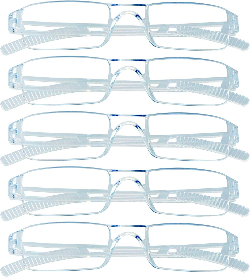 VisionGlobal 5 Pairs Reading Glasses, Blue Light Blocking Glasses, Computer Reading Glasses for Women and Men, Fashion Square Eyewear Frame (Clear,+2.75 Magnification)