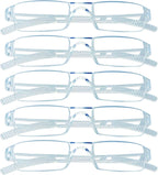 VisionGlobal 5 Pairs Reading Glasses, Blue Light Blocking Glasses, Computer Reading Glasses for Women and Men, Fashion Square Eyewear Frame (Clear,+2.25 Magnification)