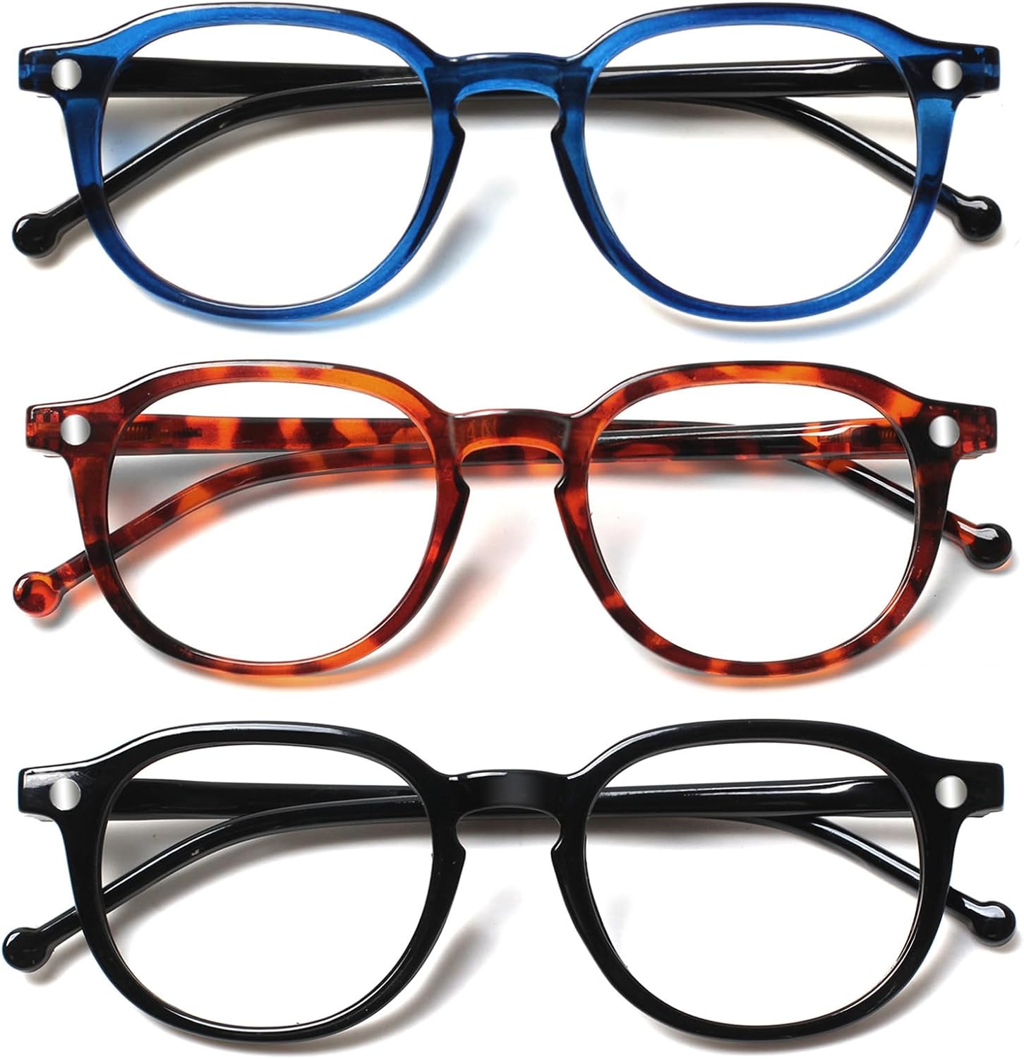 SIGVAN 3 Pack Reading Glasses Spring Hinge Stylish Readers Black/Tortoise for Men and Women