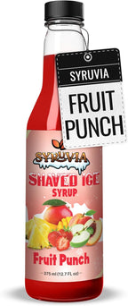 Syruvia Snow Cone Syrup 12.7oz - Fruit Punch Syrup For Shaved Ice, Snow Cones, Slushies, Italian Soda, Popsicles. Kosher, Dairy Free