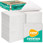 JINVOGREEN 2000 Count Cocktail Napkins Bulk 1-Ply White Beverage Paper Napkins Disposable for Bars, Lunch, Parties, Restaurant and Everyday Use - 5.3 x 5.3 Inch Folded