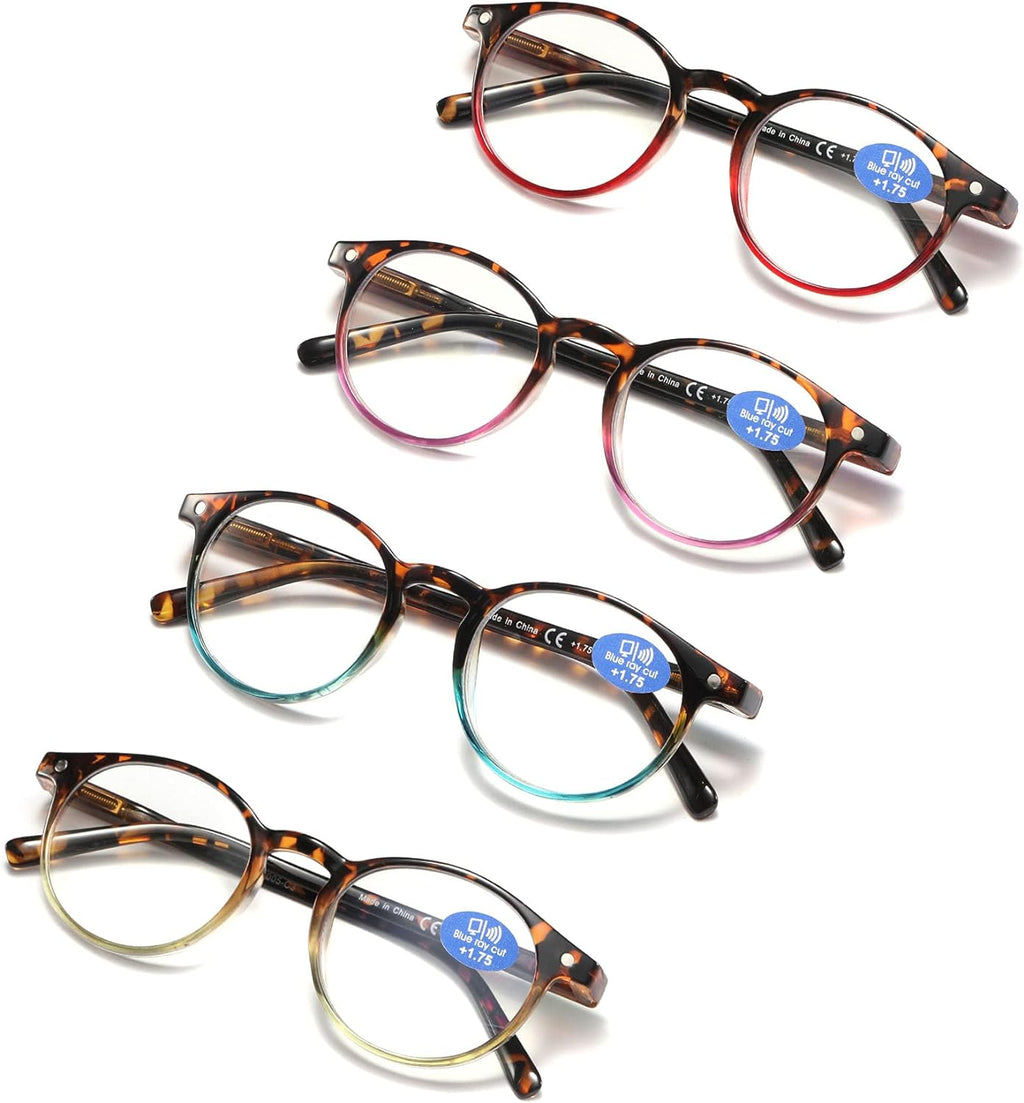 Reading Glasses for Women - Blue Light Blocking Ladies Spring Hinge Readers with Pouches Anti Eyestrain/Glare Women's Computer Eyeglasses (4 Pairs Mix Color, 2.50)