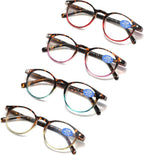 Reading Glasses for Women - Blue Light Blocking Ladies Spring Hinge Readers with Pouches Anti Eyestrain/Glare Women's Computer Eyeglasses (4 Pairs Mix Color, 1.75)