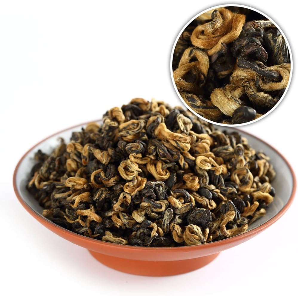 GOARTEA Dianhong Black Tea - 250g / 8.8oz Supreme Grade - Yunnan Fengqing Dian Hong Loose Leaf Tea - Chinese Dianhong - Snail Shape