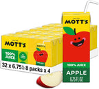 Mott's 100% Original Apple Juice, 6.75 Fl Oz Boxes, 32 Count (4 Packs Of 8), 2 Servings Of Fruit, 100% Fruit Juice, Gluten-free, Caffeine-free, Kosher, Contains No Artificial Colors Or Sweeteners