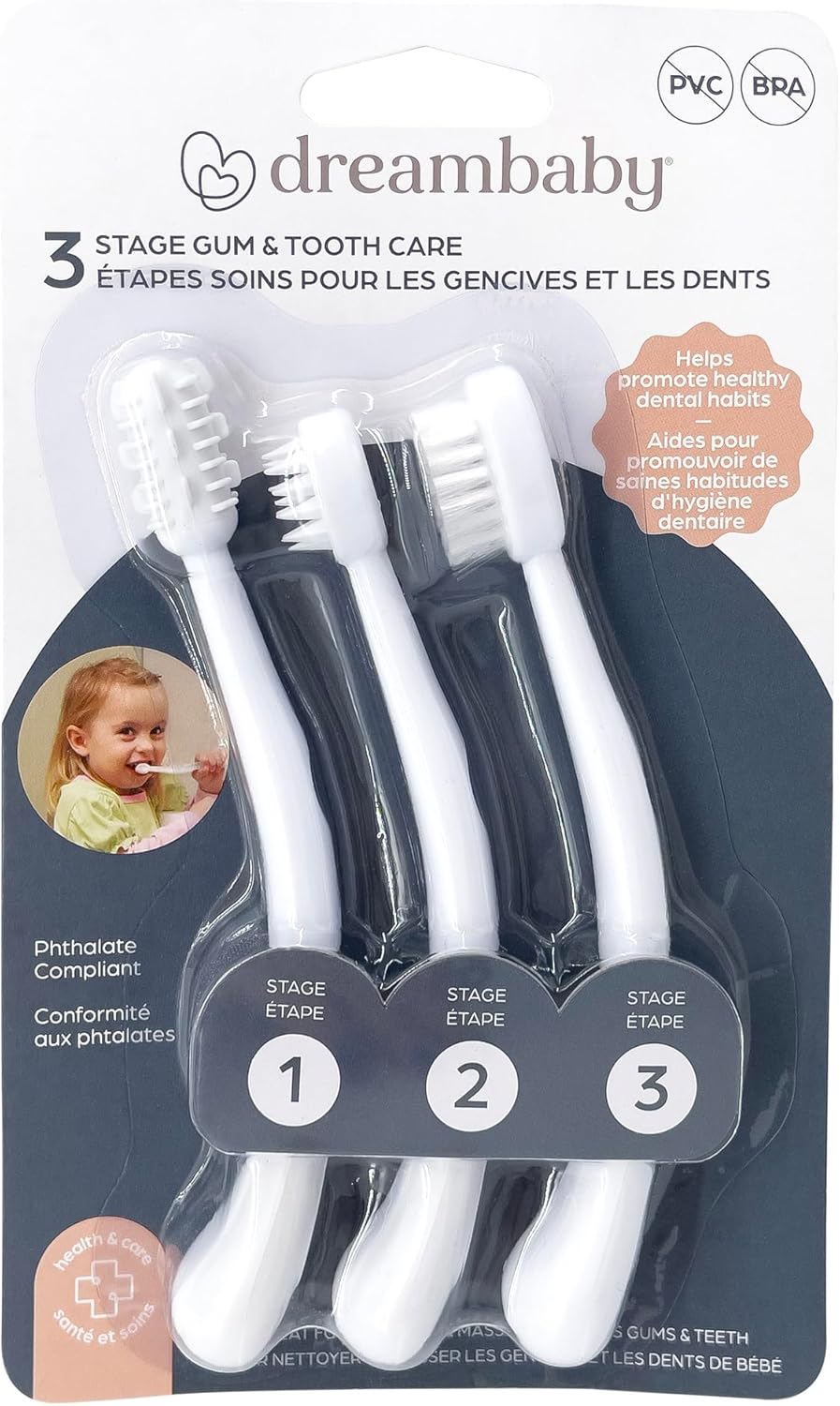 Dreambaby Toothbrush Set 3 Stage, White
