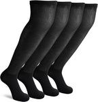 Non-Binding Over the Knee Diabetic Socks for Men, 4 Pairs Circulatory Socks with Cushion Sole
