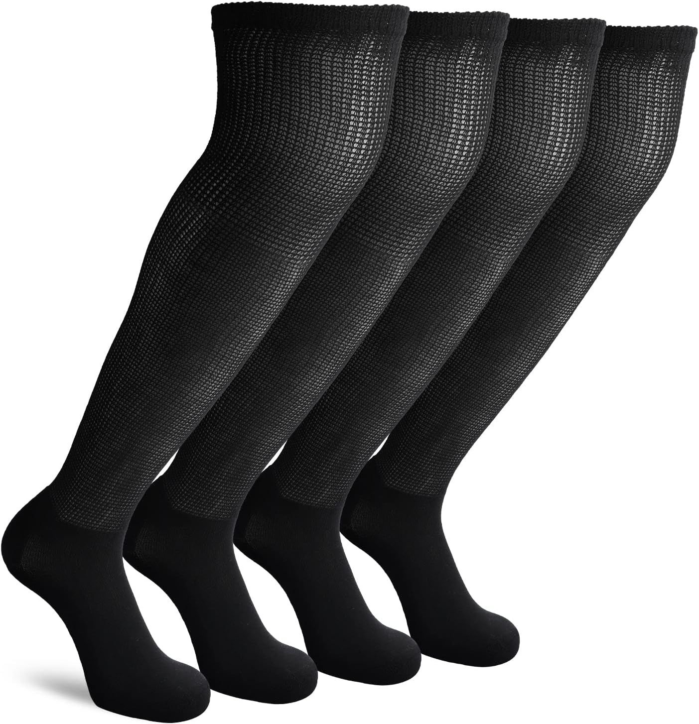 Non-Binding Over the Knee Diabetic Socks for Men, 4 Pairs Circulatory Socks with Cushion Sole