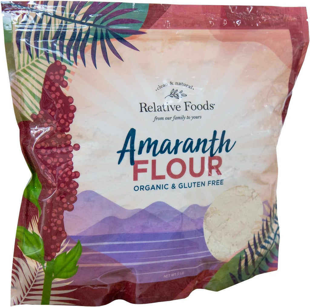 Relative Foods Organic Amaranth Flour – Gluten-Free, High Protein Organic Millet Flour – Amaranth Powder Ideal for Baking, Thickening, Flatbreads & More – 5lb Bag