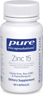 Pure Encapsulations Zinc 15 mg - Zinc Picolinate Supplement for Immune System Support, Growth & Development - for Wound Healing - 60 Capsules