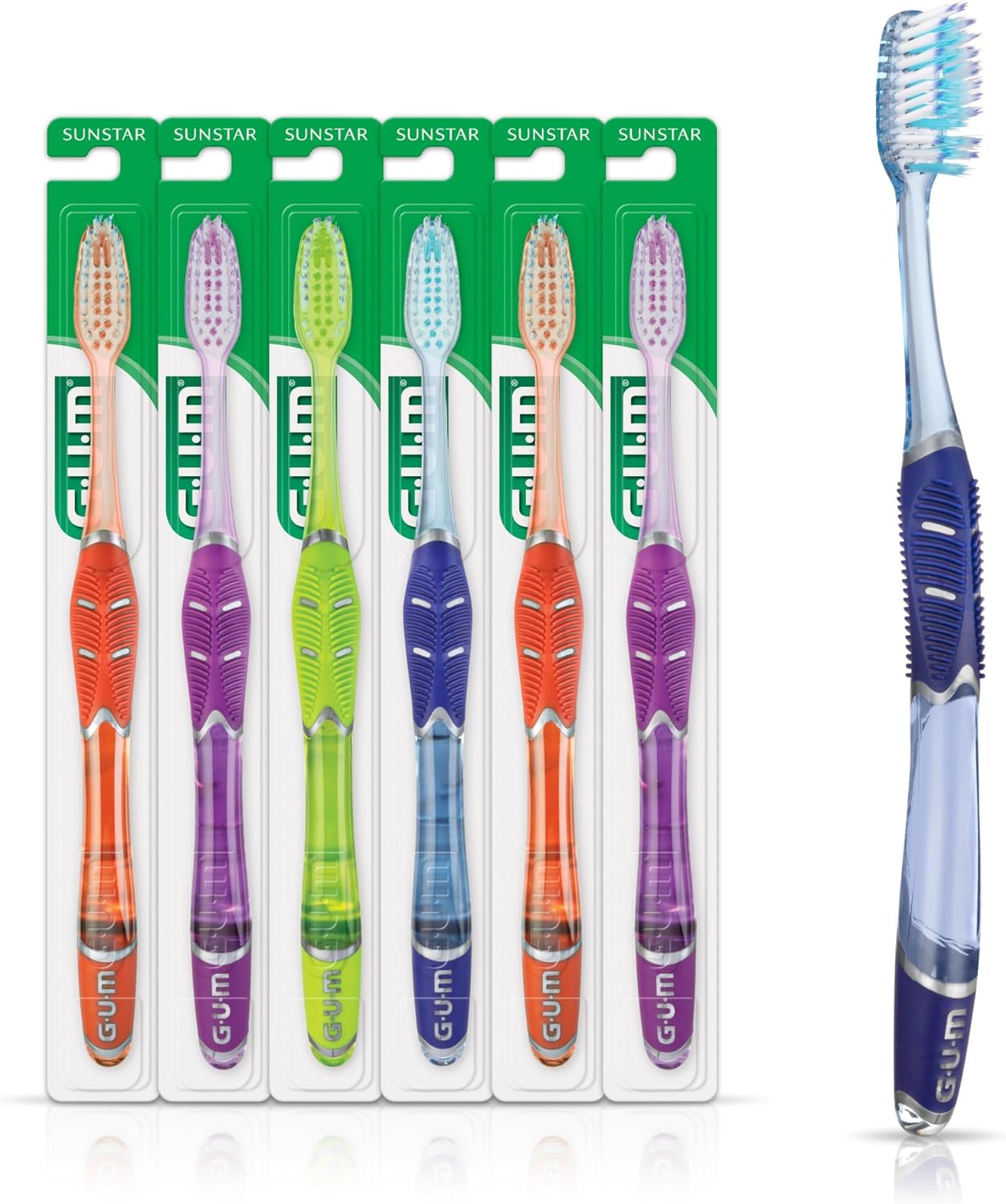 GUM Technique Deep Clean Toothbrush - Full Head - Soft Toothbrushes for Adults with Sensitive Soft Bristles, 1 Count (Pack of 6)