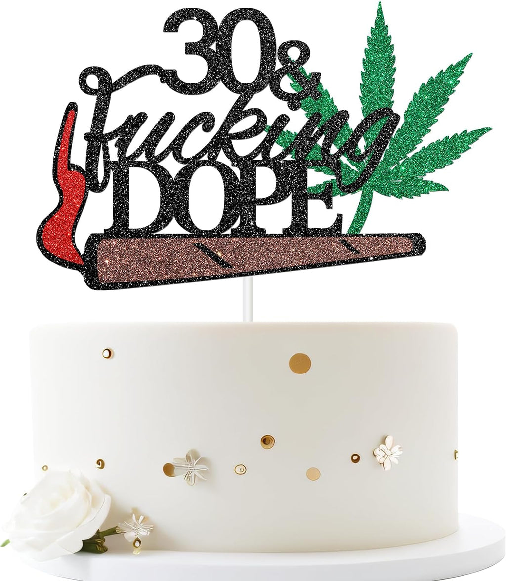 Black Glitter Have A Dope 30th Birthday Cake Topper, 30 & Fabulous / 30th Birthday Cake Topper, 30th Birthday Party Decoration for Men or Women (30th)