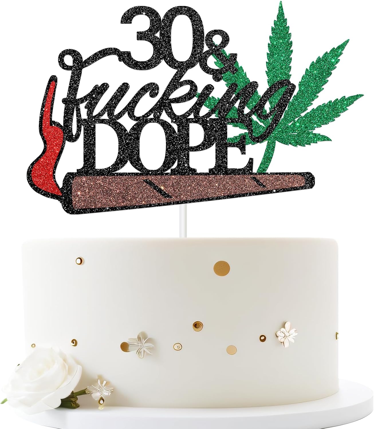 Black Glitter Have A Dope 30th Birthday Cake Topper, 30 & Fabulous / 30th Birthday Cake Topper, 30th Birthday Party Decoration for Men or Women (30th)