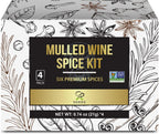 Soeos Mulled Wine Spice Kit 2.96 oz (0.74 oz*4), Mulling Spices for Wine, Apple Cider, and Tea, Mix of Six Premium Mulling Spices, Including Cinnamon, Star Anise, Cloves, Rosemary, Bay Leaf, and Nutmeg