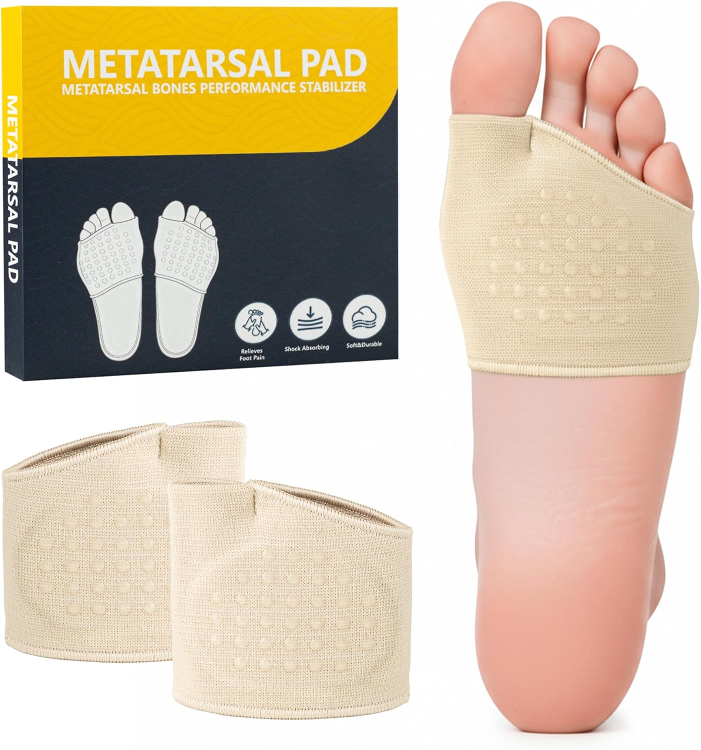 2 PCS Metatarsal Pads for Women and Men - Ball of Foot Pain Relief Cushion with Gel Pad,Foot Pads for Morton's Neuroma & Metatarsalgia Support