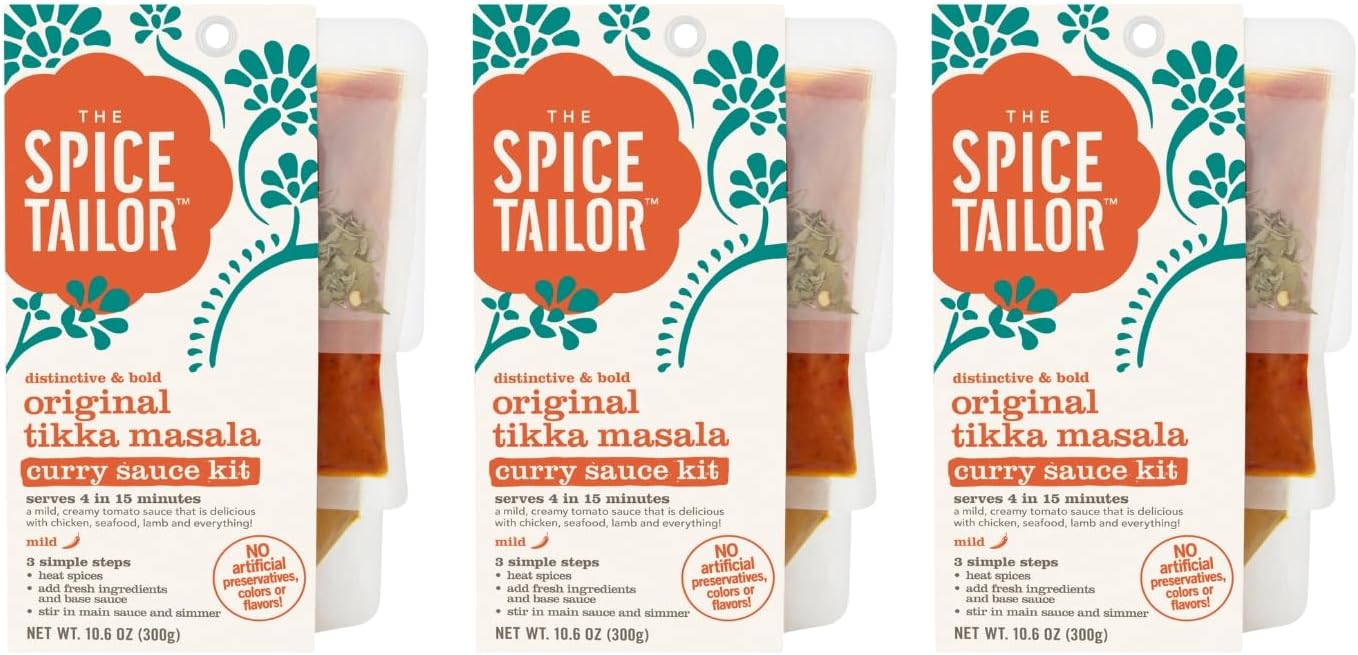 Spice Tailor 3 Simple Steps Restaurant Quality Meals in Minutes Kits Ready in 10 Minutes (3 Pack, Original Tikka Masala)