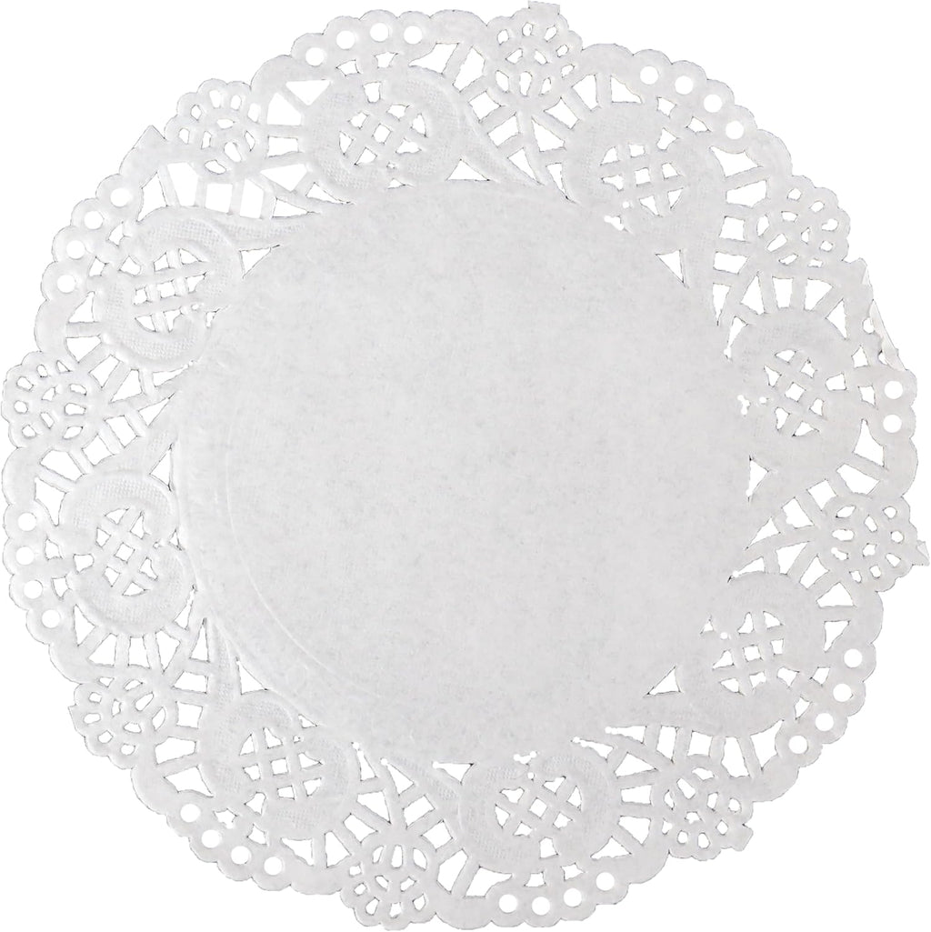 Iconikal 200-Count White Paper Lace Doilies, White 6.5 inches Decorative Placemats For Cakes, Desserts & Table Settings