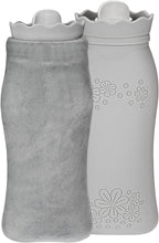 Silicone Hot Water Bottle with Cover - 650ml Hot Water Bag for Hot & Cold Therapies, Microwaveable Leakproof Hot Water Bottle for Keeping Hand Feet Warm - Gift for Kids Adults Elderly in Winter (Grey)