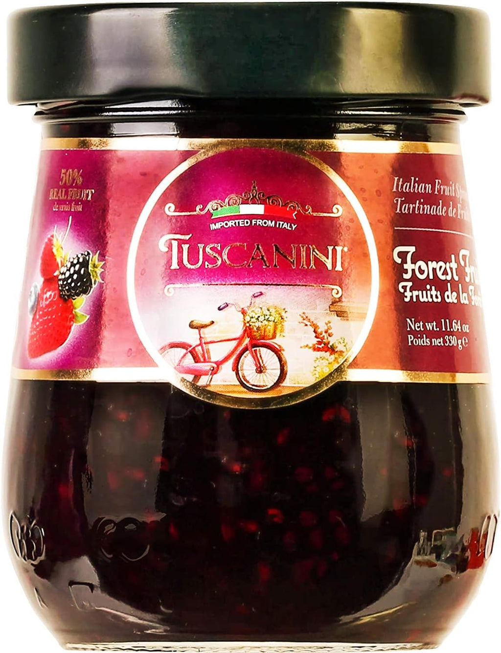 Tuscanini Premium Italian Forest Fruits Preserves, 11.64 oz Jar, Spreadable Fruit Jam, No High Fructose Corn Syrup, No Preservatives, Non GMO, Gluten Free