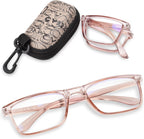 OPTOFENDY Folding Reading Glasses for Women Men, Small Spring Hinge Readers, Portable Blue Light Glasses with Zipper Case