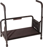 Stander Step-Stool, Portable Step with Adjustable Handles for Seniors and Elderly Adults, Extra Wide Heavy Duty Step-Ladder for Fall Prevention, Grab Bars, Motion Activated LED Light, Black
