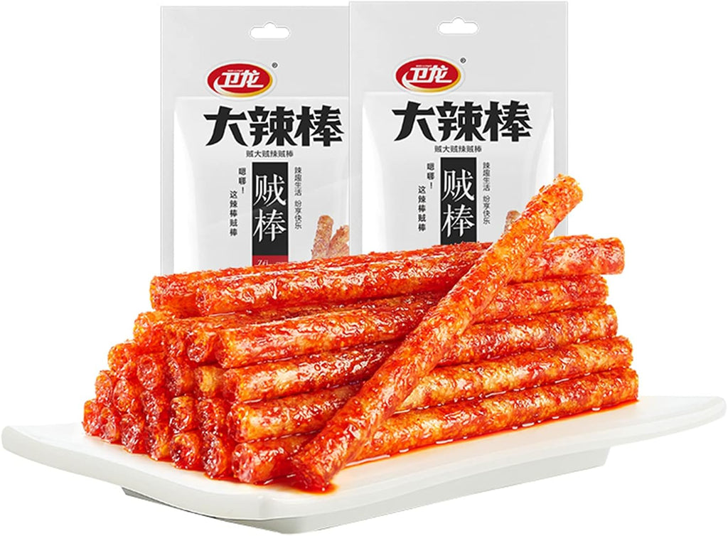 Spicy Strips - Spicy Gluten Latiao, Chinese Special Casual Snack Food, Made From Wheat/Chili/Spice, Low Sugar and Low Calories, Best Vegan, 78g (Pack of 2)