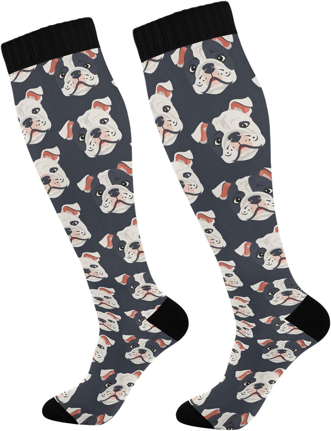ALAZA Giraffe Cartoon Leaves Compression Socks for Women Men Circulation Long Socks Running Athletic Cycling