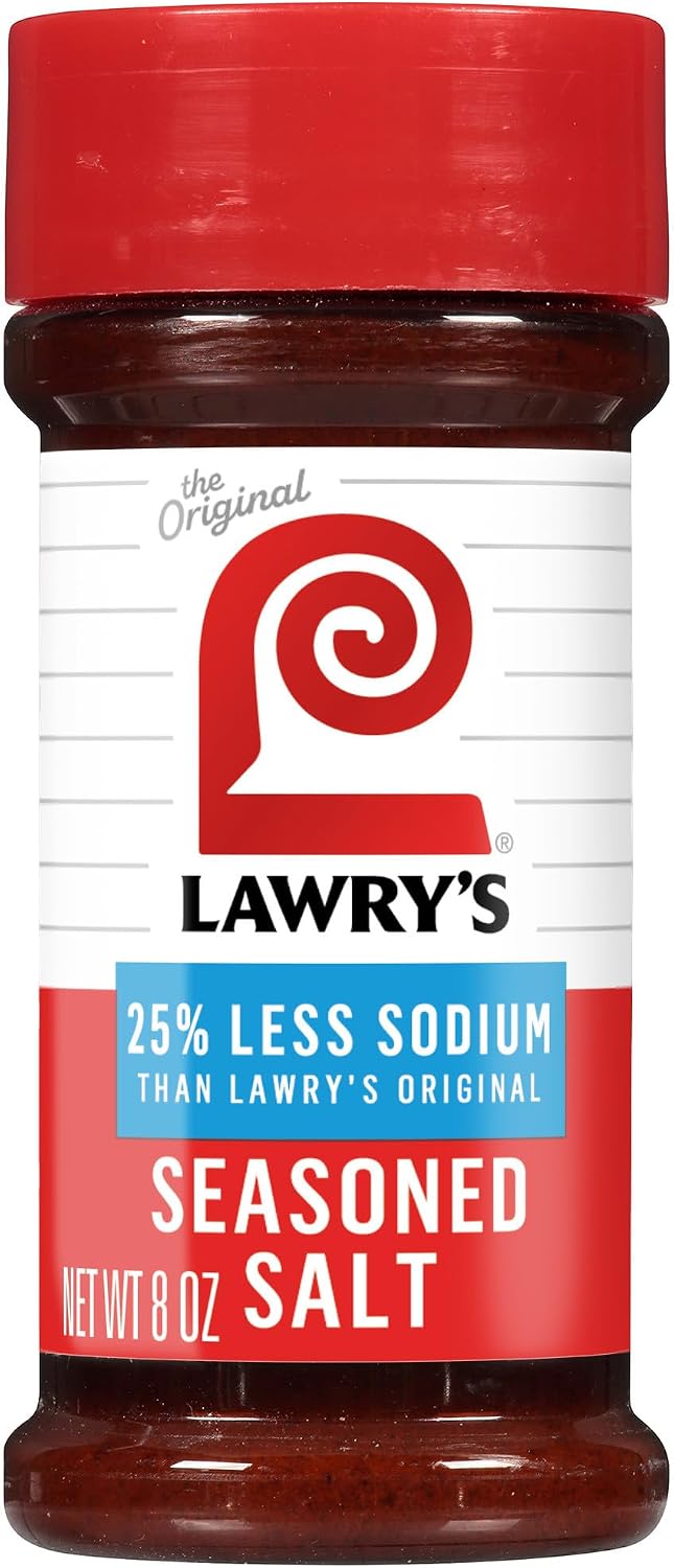 Lawry’s Seasoned Salt, 25% Less Sodium, No MSG Added, Kosher Certified, Staple, Versatile, All-Purpose Seasoning to Shake on Beef, Pork, or Poultry, 8 oz