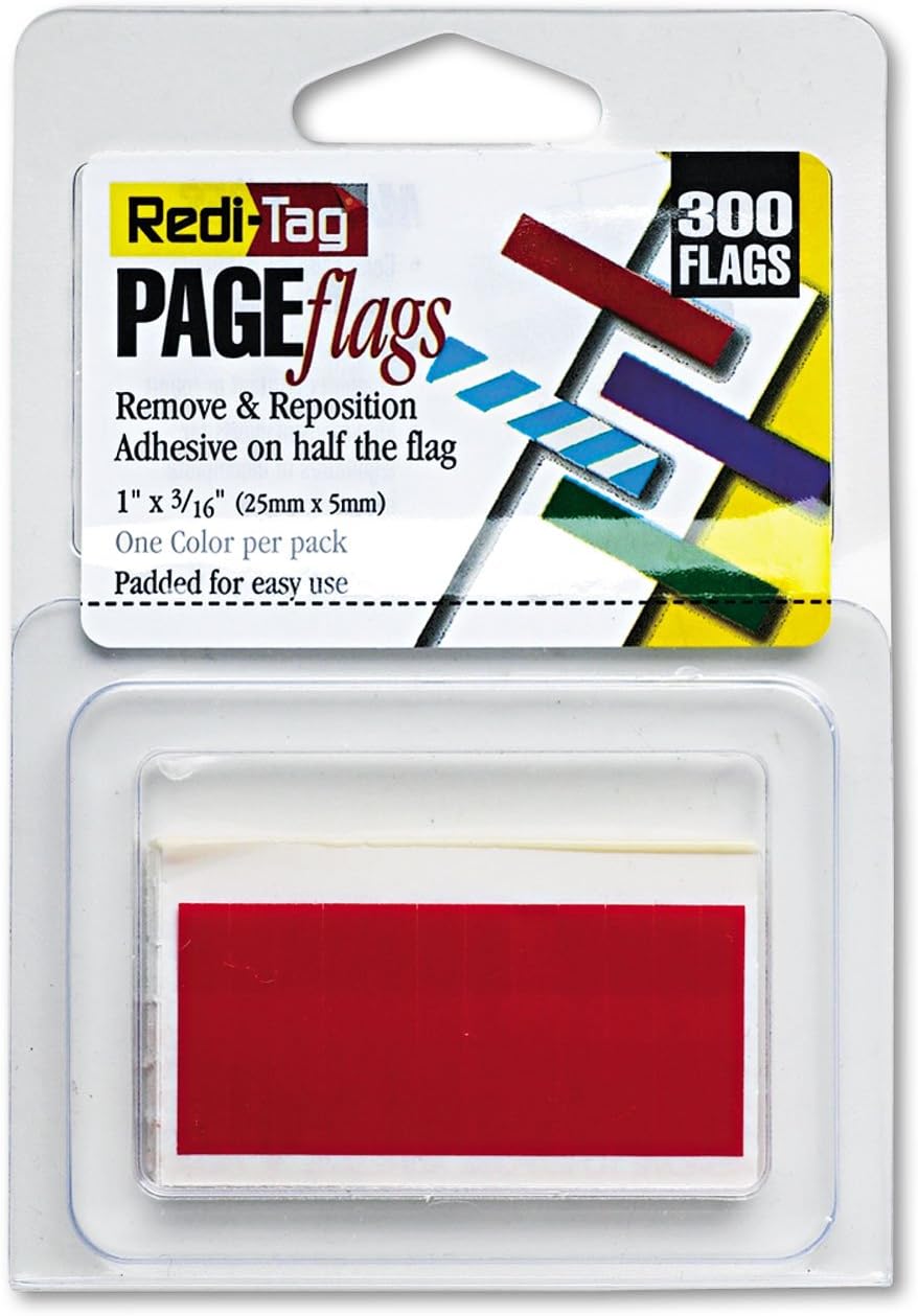 Redi-Tag 20022 - Removable/Reusable Page Flags, Red, 300/Pack