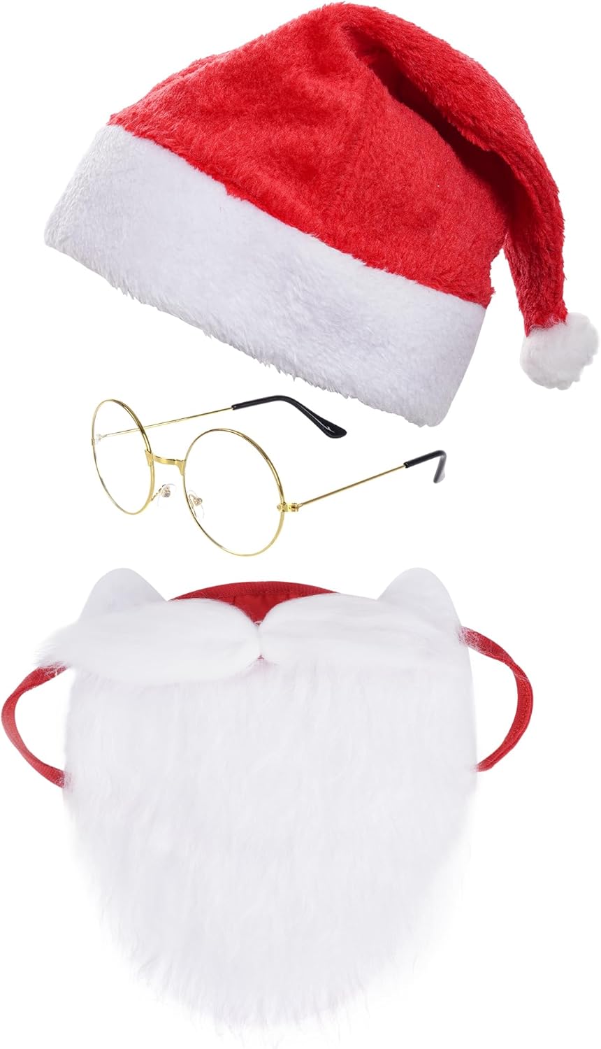 choyaxo Santa Costume Accessory Including Christmas Hat Face Mask glasses for Men Women Christmas Cosplay Dress up