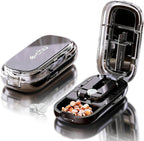 Pill Cutter Splitter for Small and Tiny Pills - Daily Pill Organizer with Professional Adjustable Cutter Splitter for Cutting Multiple Pills, Pill Case for Travel Purse Pocket (Black)